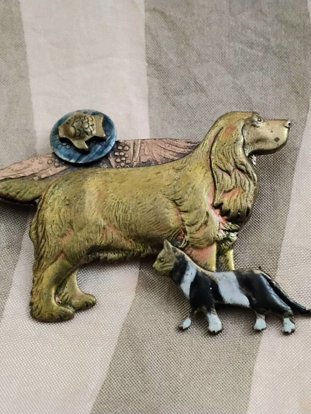 Silver Forest Animal Brooch/Pin Dogs, Cats, Fish